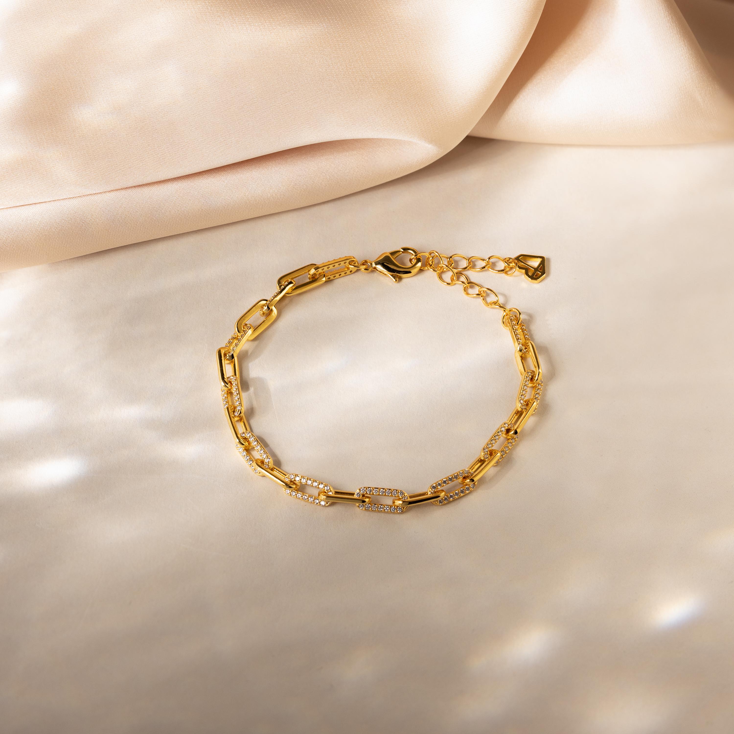 【CaitlynMinimalist】Pave Paperclip チェーンブレスレット Paperclip Diamond Bracelet | Caitlyn Minimalist