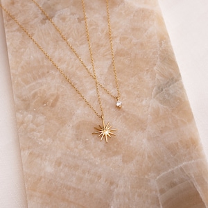 Starburst Layered Necklace by Caitlyn Minimalist Diamond Star Necklace, Celestial Jewelry Minimalist Style Gift for Women NR051 image 6
