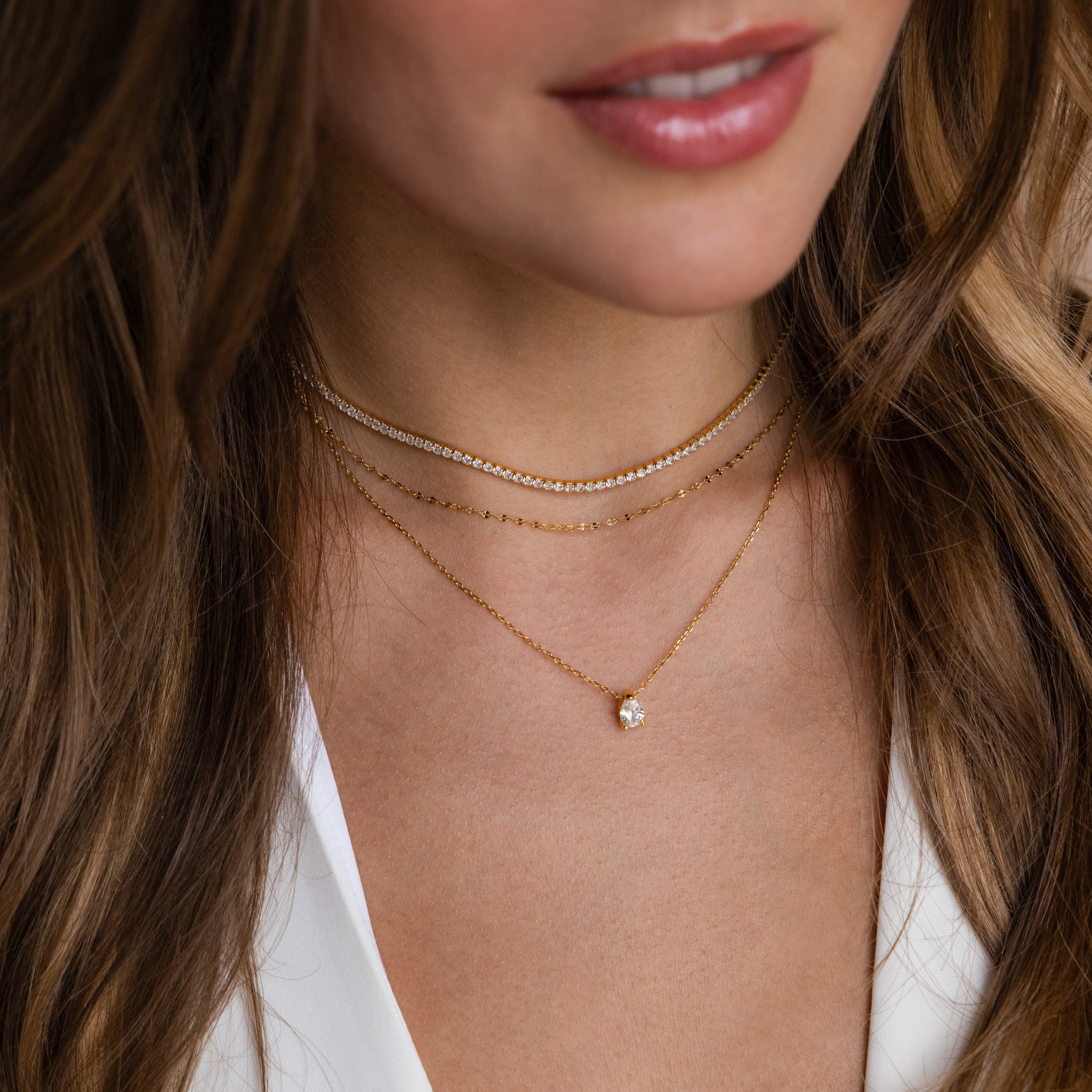 Dainty Diamond Necklace Set by Caitlyn Minimalist • Everyday Layering Necklaces • Tennis Necklace, Pendant Necklace • Birthday Gift
