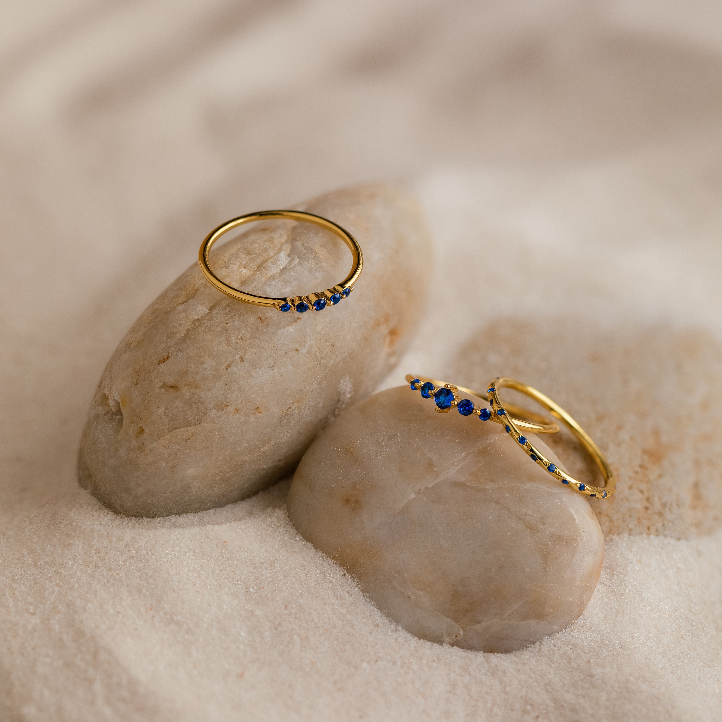 Sapphire Stacking Ring Set by Caitlyn Minimalist • Set of 3 Dainty 