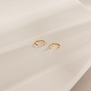Dainty 3.5mm Diamond Threaders by Caitlyn Minimalist • Small Huggie Hoop Earrings • Minimalist Bridal Jewelry • Bridesmaid Gift • ER096 image 2