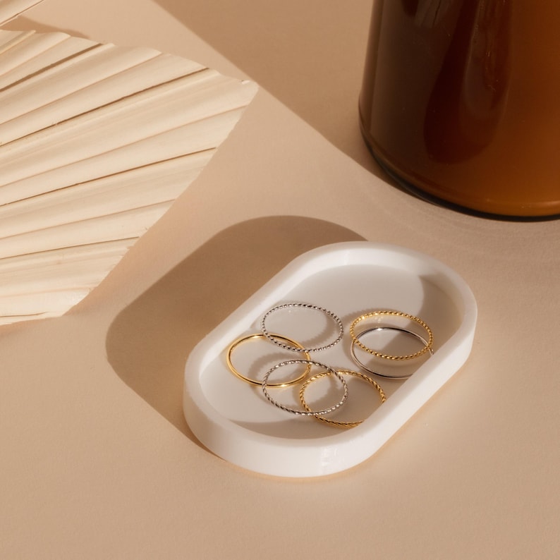 Stapelringenset • Ultradunne stapelringen • Gedraaide ring, delicate ring met kralen, midi-ring • Minimalistische gemengde ringenset • Cadeauset • RR051 afbeelding 10