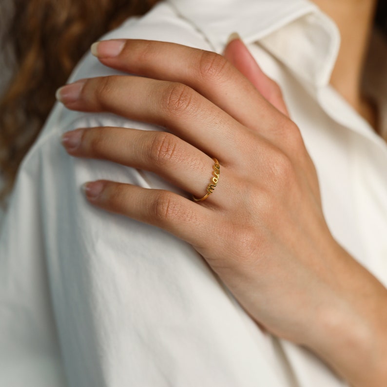 Dainty Name Ring by CaitlynMinimalist Custom Name Ring Perfect Gift for New Mom Bridesmaid Gifts RM69F88 image 1