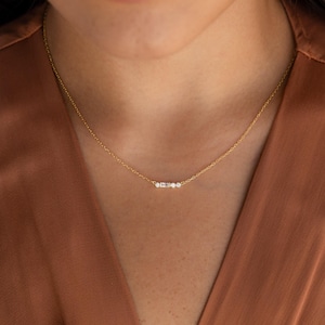 Initial Morse Code Necklace by Caitlyn Minimalist • Custom Diamond Letter Necklace • Dainty Initial Jewelry • Gift for Mom • NM124