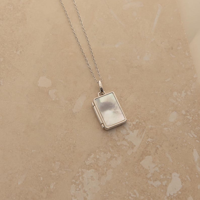 Pearl Locket Necklace by Caitlyn Minimalist • Dainty Mother of Pearl ...