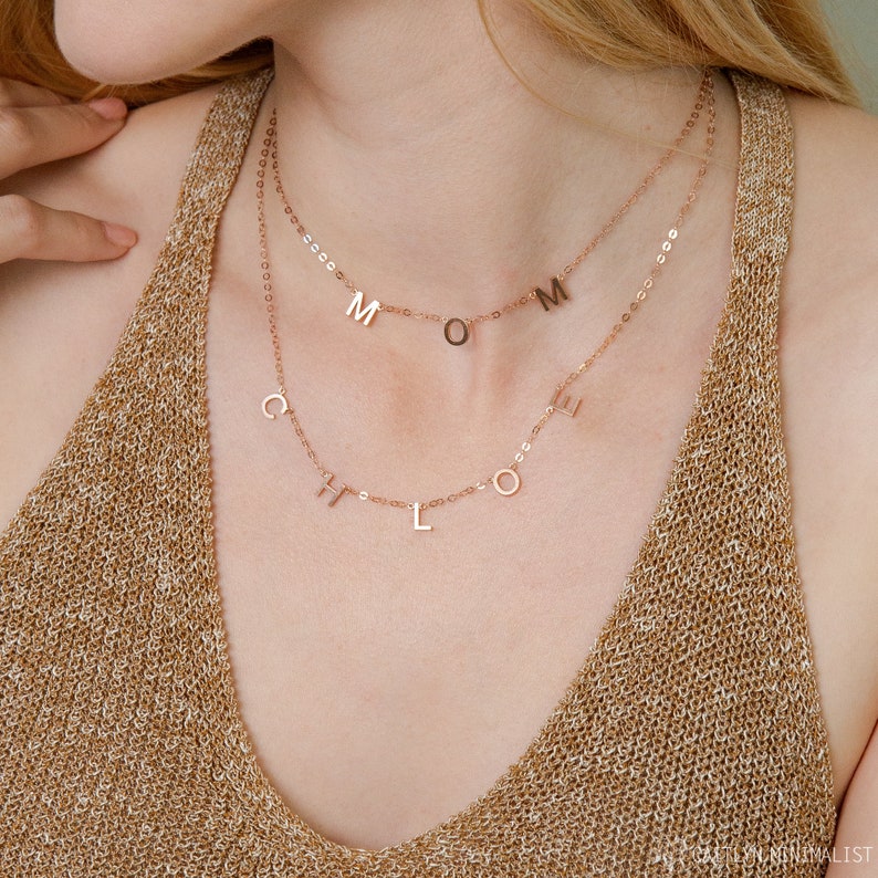 Spaced Letter Necklace Modern Name Initial Necklace by Etsy