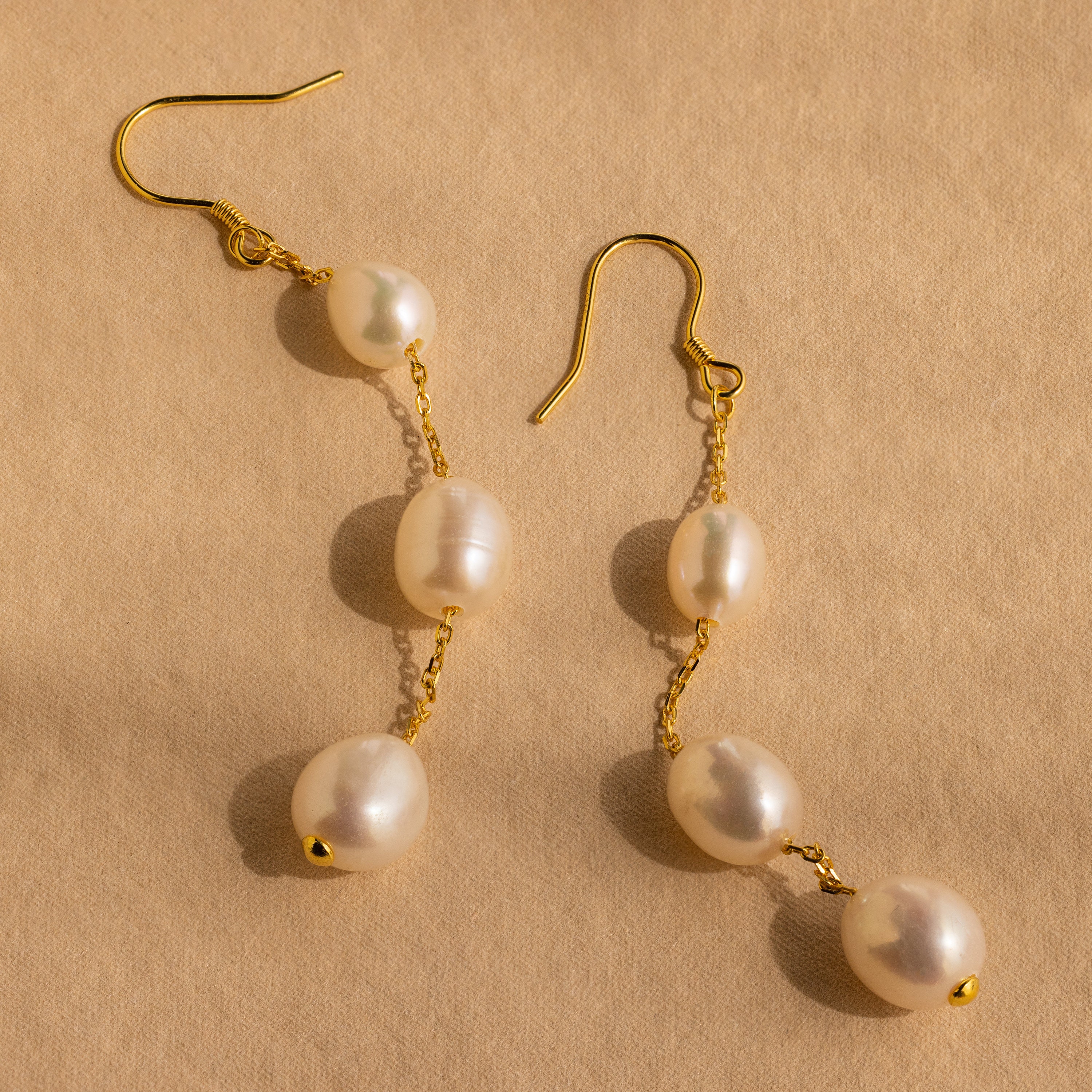 Long Pearl Dangle Earrings by Caitlyn Minimalist • Statement Pearl Gemstone Drop Earrings for Everyday • Wife Gift for Anniversary • ER444