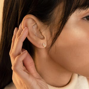 Pearl & Diamond Stud Earrings by Caitlyn Minimalist • Dainty Elegant Earrings • Wedding Earrings • Bridal Jewelry • Gift for Wife • ER298 image 4