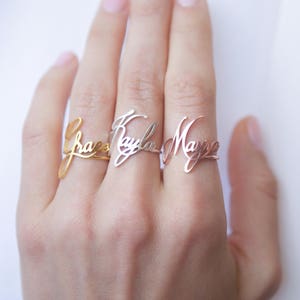 Custom Name Ring in Sterling Silver Bridesmaids Jewelry Personalized Jewelry Dainty Name Ring Mother Gift GIFT FOR HER RM02F50 image 2