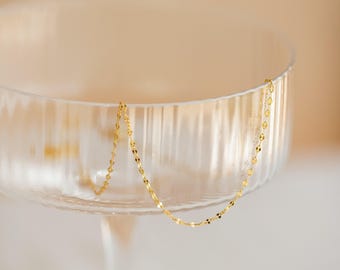 Dainty Mirror Chain Necklace by Caitlyn Minimalist • Minimalist Layering Necklace with a Delicate Chain • Bridal Shower Gift • NR102