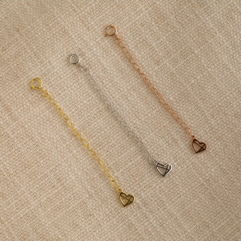 2 or 3 Inch Chain Extender by Caitlyn Minimalist Bracelet & Necklace Extension in Gold, Sterling Silver, Rose Gold Adjustable Chain image 5