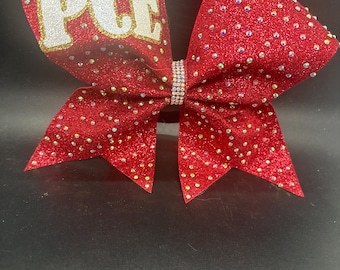 Red Rhinestones Cheer Bow-Red Glitter Cheer Bow- competition Cheer Bow- Rhinestones Cheer Bow- Cheer Bow-Red bow