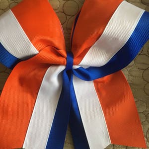 Royal blue, orange and white cheer bow-sideline cheer bow- cheer bows- cheerleading bows