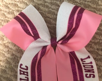 Pink Cheer Bow-Pink Bow- cheerleading Pink Bow- Bow- Breast Cancer Ribbon Cheer Bow- sideline Cheer Bow