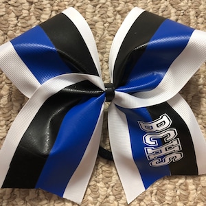 Cheer bows-Personalize Cheer Bows- White and Royal Blue Cheer Bows- Personalized Cheer Bow- Sideline Cheer Bows