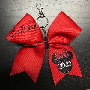 Personalized Cheer Bow Keychains- Disney Keychain- cheerleading gift