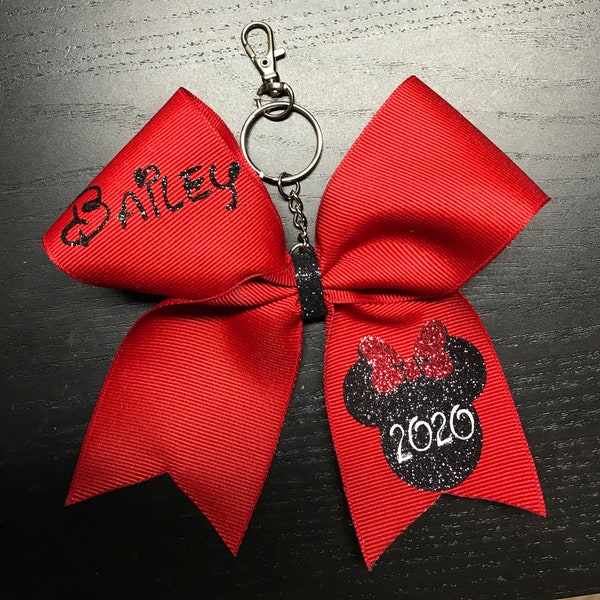 Personalized Cheer Bow Keychains- Disney Keychain- cheerleading gift