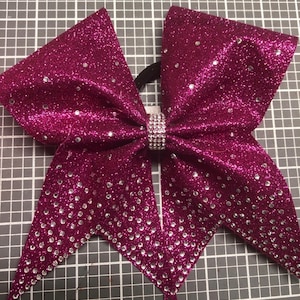 Pink Rhinestones Cheer Bow- Pink Glitter Cheer Bow- competition Cheer Bow- Rhinestones Cheer Bow- Cheer Bow- Pink and Silver Cheer Bow