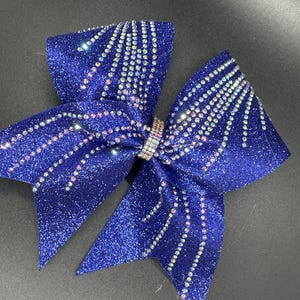 Royal Blue Rhinestones Cheer Bow-Royal Blue Glitter Cheer Bow- competition Cheer Bow- Rhinestones Cheer Bow- Cheer Bow-