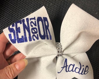 senior glitter cheer Bow- personalized glitter cheer bow- Glitter cheer bow- red an gold glitter cheer bow