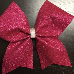Pink Glitter Cheer Bow-Pink Bow with rhinestones, Pink cheer bow, competition Bow-Team Bow-Cheer Bow- Pink Bow