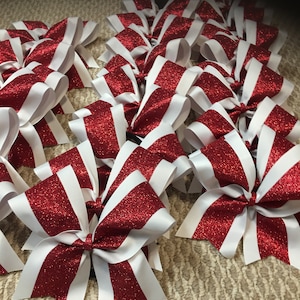 White and Red Glitter Cheer Bow-Glitter cheer bow- Red and white Cheer Bow