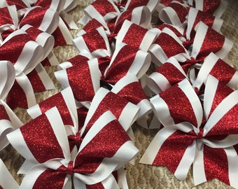 White and Red Glitter Cheer Bow-Glitter cheer bow- Red and white Cheer Bow