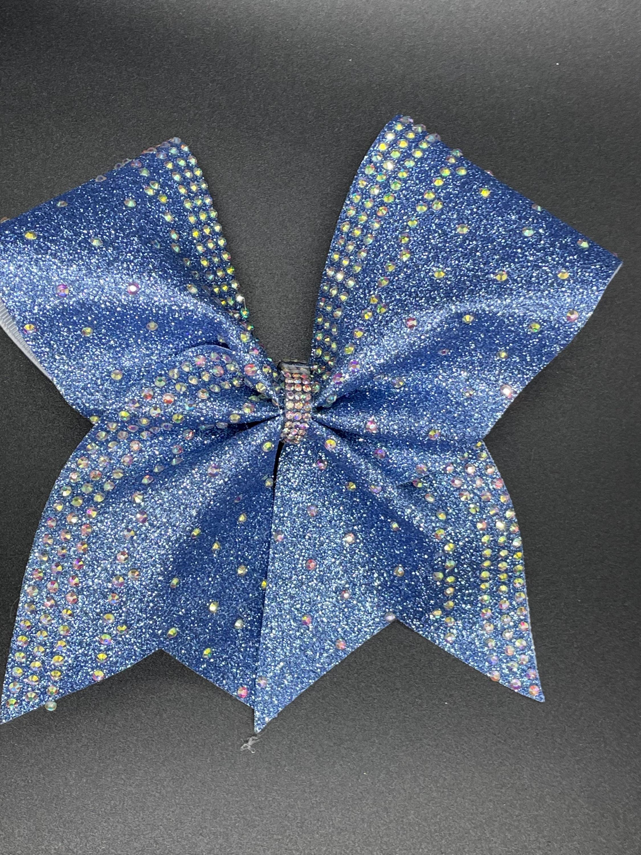 Blue Rhinestones Cheer Bow- Black Glitter Cheer Bow- competition Cheer Bow- Rhinestones Cheer Bow- Cheer Bow- Blue and Silver Cheer Bow