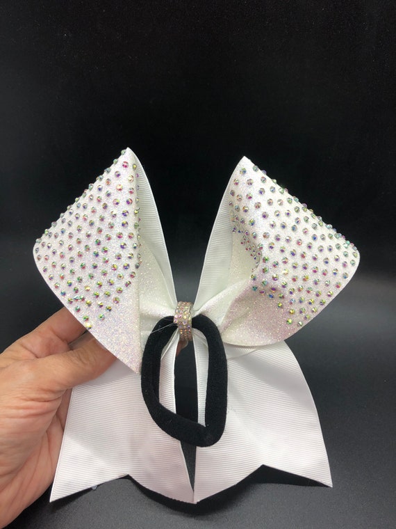 Navy Blue Rhinestones Gymnastic Bow 