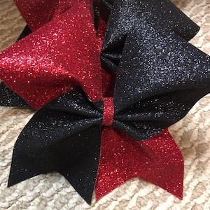 25 Black and Red Glitter Cheer Bow-tic toc Bow- Red and black cheer bow