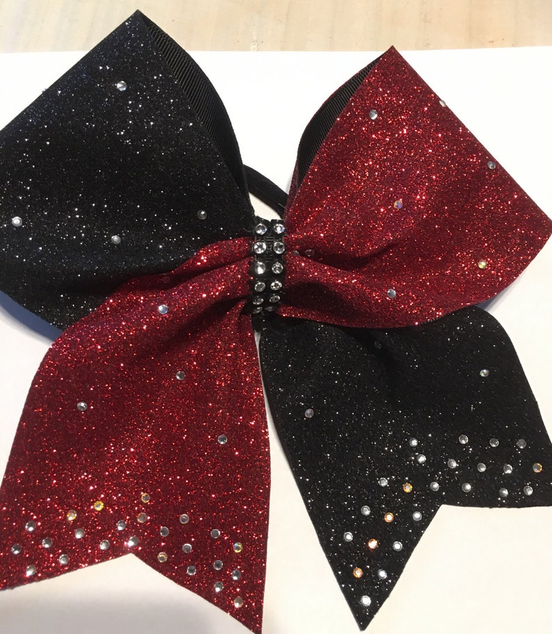 Black and Red Glitter Rhinestones Cheer Bow 7 Bows - Etsy
