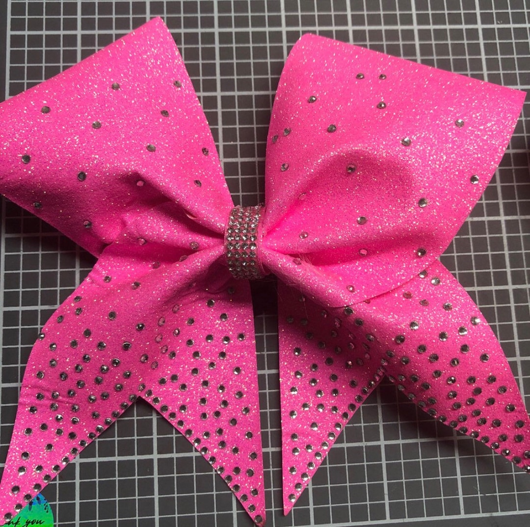 Pink Rhinestone Bow Pink Rhinestones Cheer Bow- Pink Glitter Cheer Bow- Competition Cheer ...