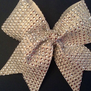 Rhinestones Silver Cheer Bow