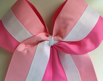 Pink and White Cheer Bow