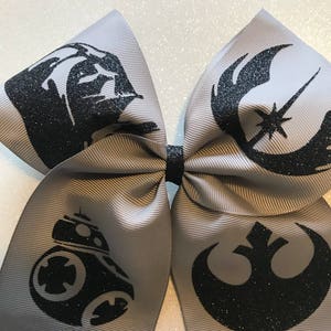 Star Wars Symbols cheer bow-black and White Cheer Bow- practice cheer Bow- Star Wars Bow-glitter cheer bow