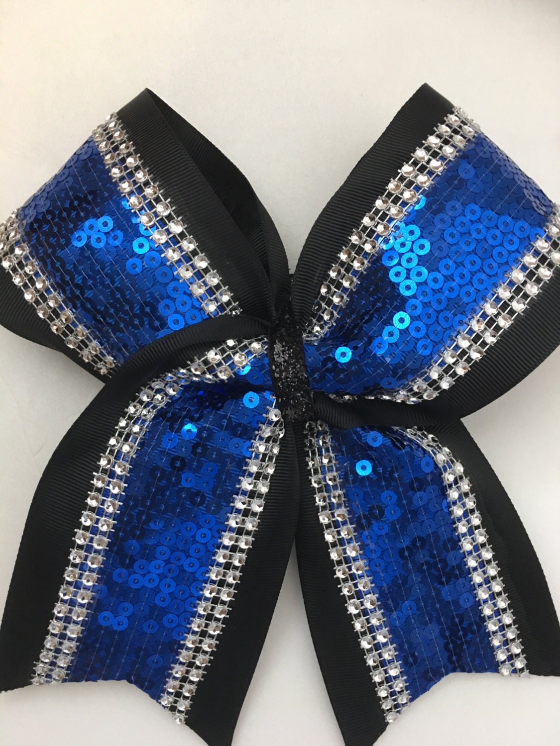 Cheer Bow Black Blue and Silver Etsy