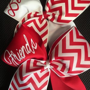 Best Friends Cheer Bows- Red and White Cheer Bows- cheer Bows- Personalized Cheer Bows