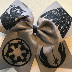 Star Wars Symbols cheer bow-black and White Cheer Bow- practice cheer Bow- Star Wars Bow-glitter cheer bow