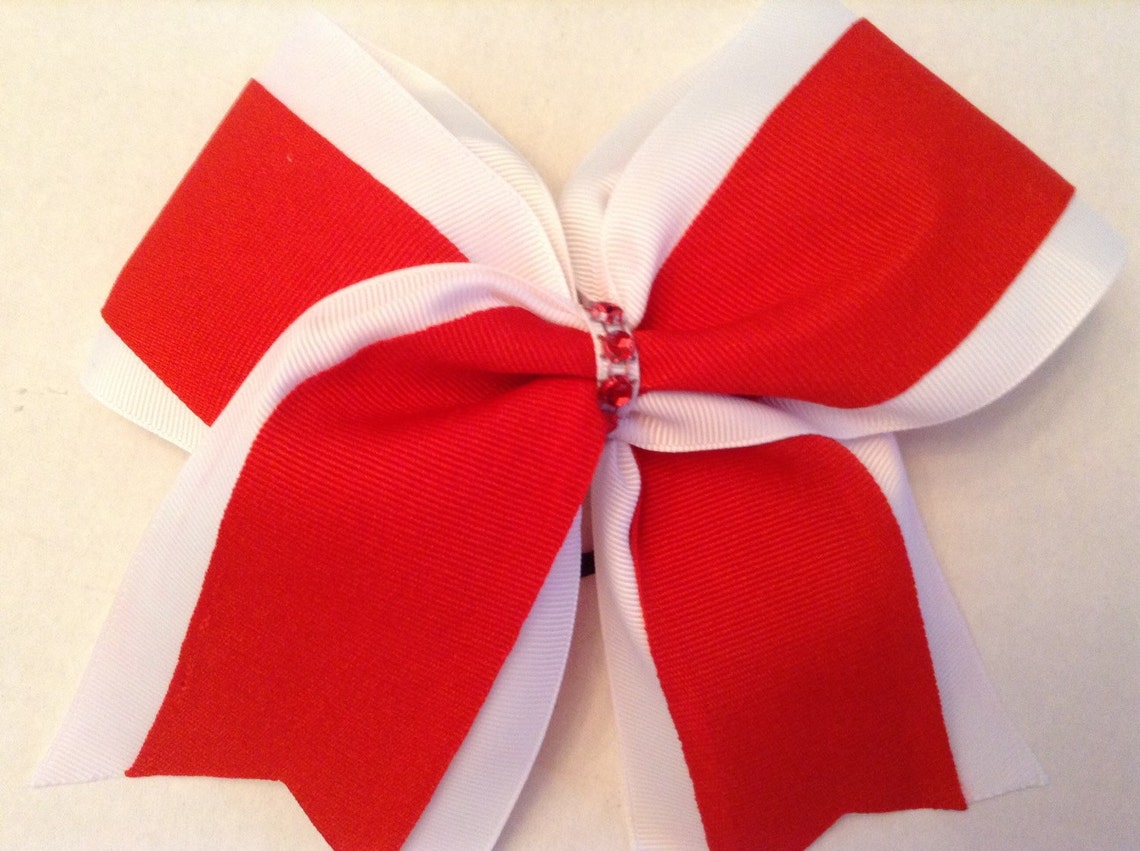 White and Red Cheer Bow | Etsy