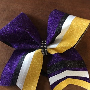 Yellow, white , purple and black glitter cheer Bow- personalized glitter cheer bow- Glitter cheer bow- glitter cheer bow