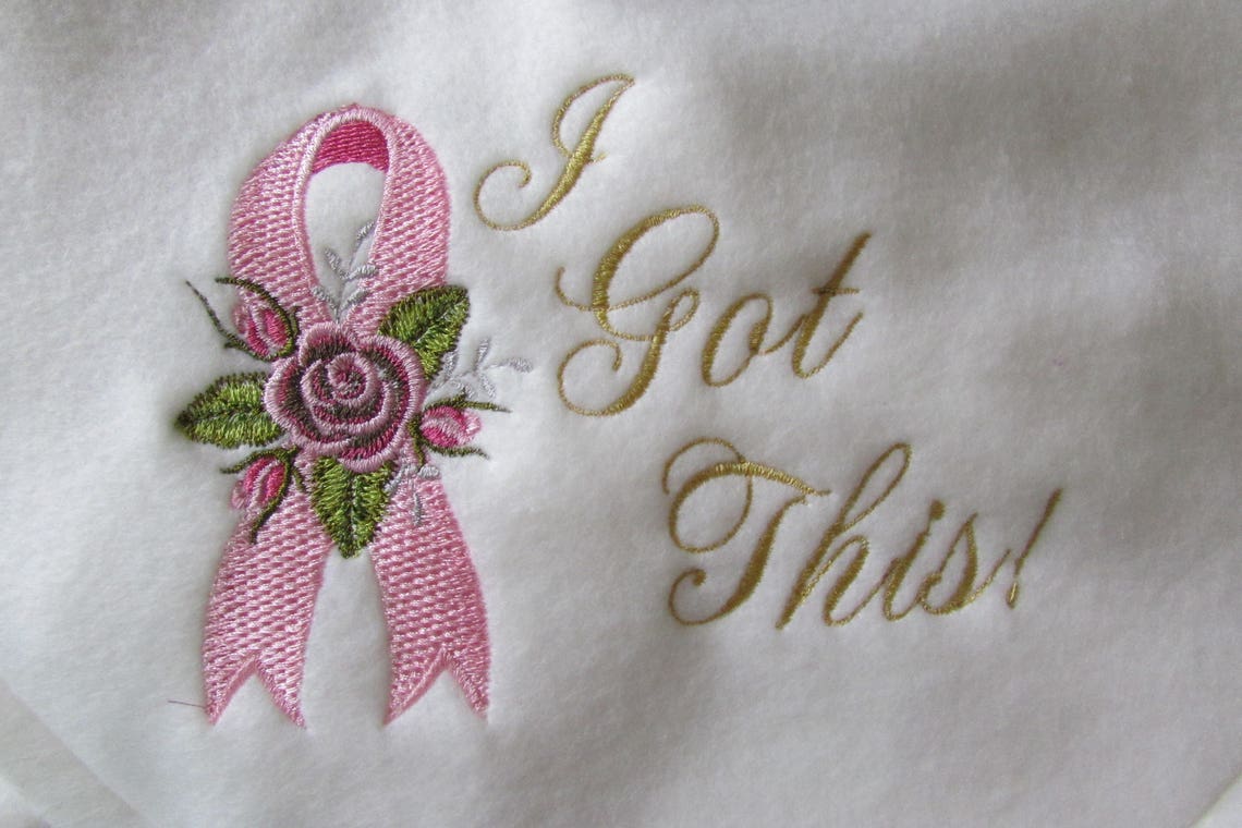 Chemo Comfort Blanket/throw Embroidered Breast Cancer Ribbon With