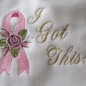 Chemo Comfort Blanket/Throw Embroidered Breast Cancer Ribbon with Unique Text