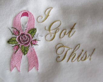 Chemo Comfort Deken/Plaid geborduurd borstkankerlint met unieke tekst