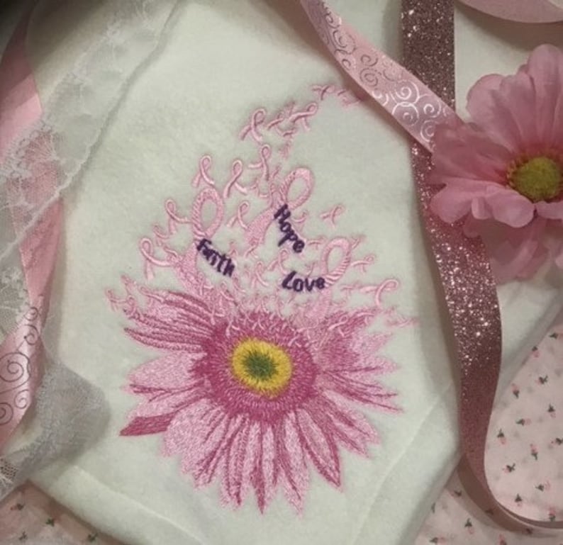 Chemo Comfort Blanket/throw Embroidered Breast Cancer Awareness Etsy
