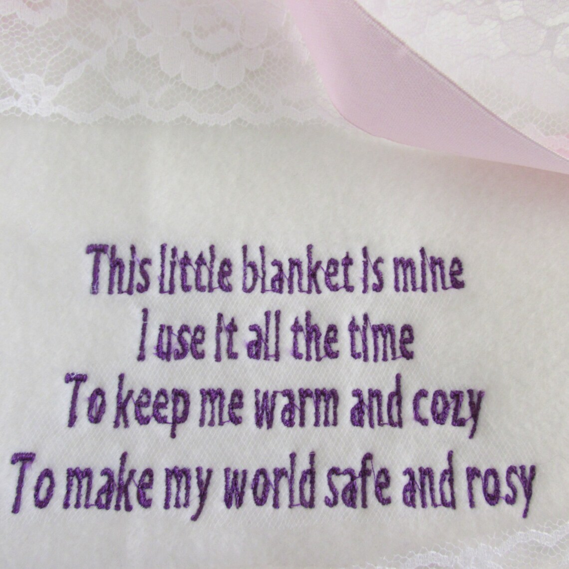 Baby Blanket Embroidered With Cotton Lace Edging Etsy