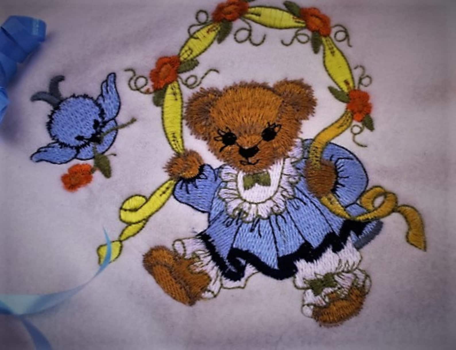 Baby Blanket Embroidered With Cotton Lace Edging Etsy