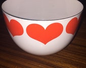 Vintage Finel Arabia Finland Kaj Franck hearts enamel bowl