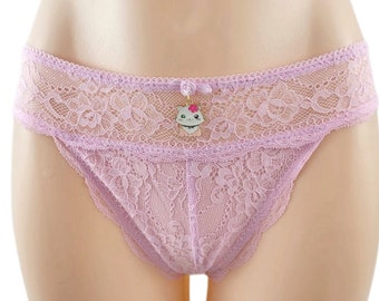 Pink lace kitten panties.