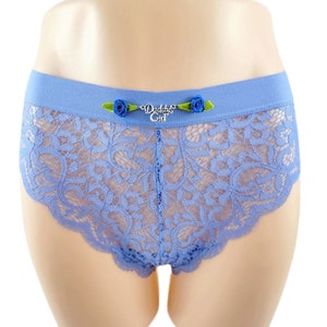 Blue lace high waisted daddys girl panties.