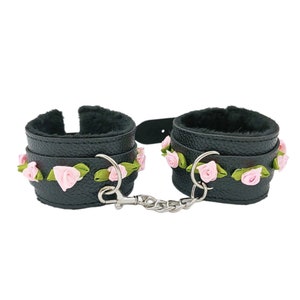 rose bondage ddlg WRIST CUFFS petplay kinky fetish vegan